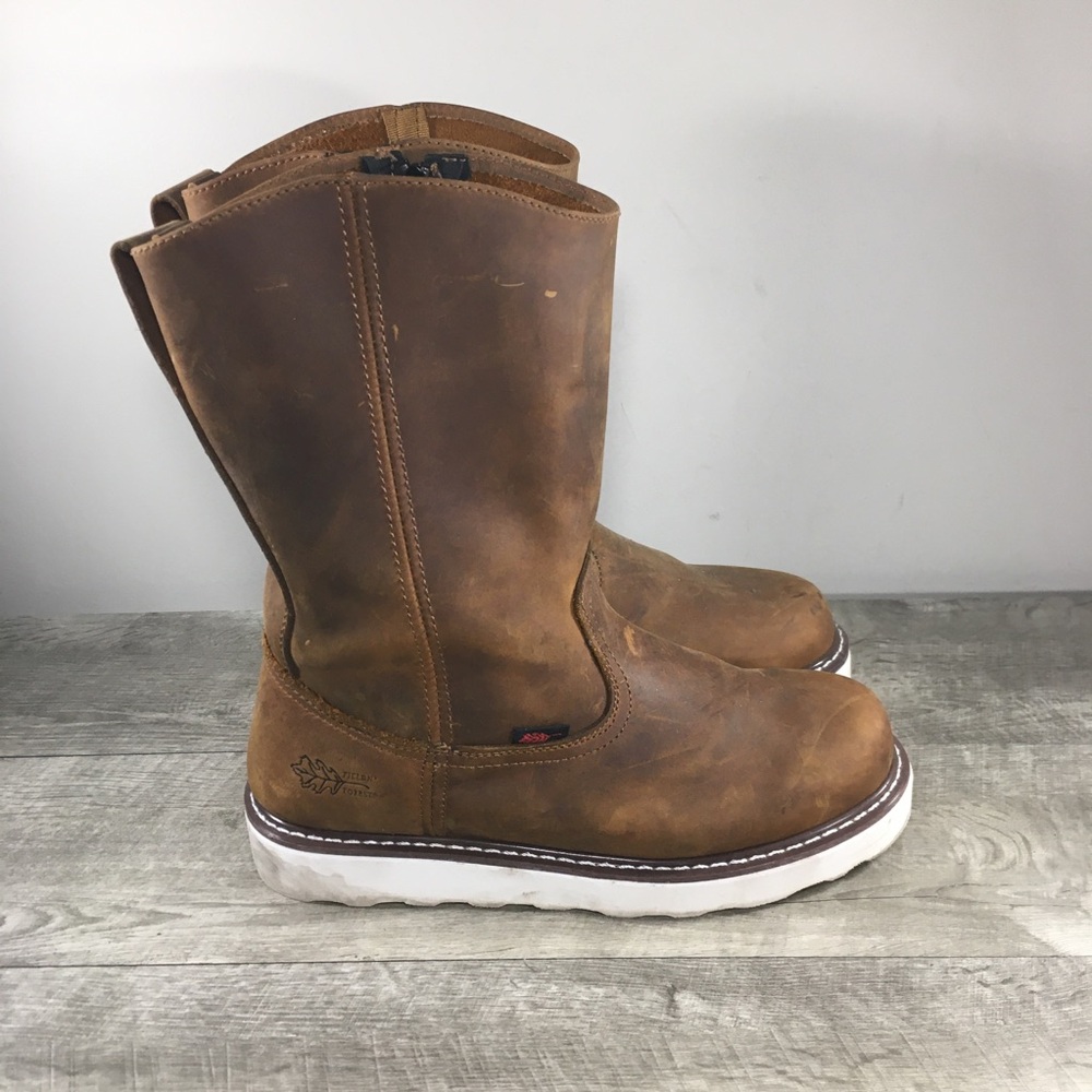 Mens Field N Forest Work Leather Side Zip Wellington Soft Toe Boots Size 12 Wide